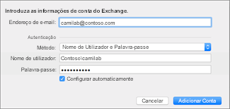 Introduza as suas informações de conta